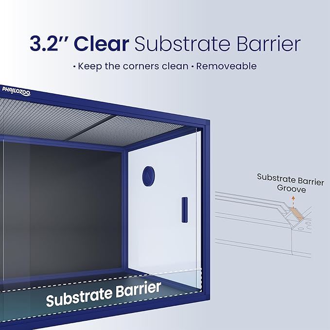 Phailozoo 120 Gallon Bearded Dragon Tank, Stackable Reptile Enclosure with Front Sliding Tempered Glass Doors, Easy Assembly Aluminum Frame Reptile Tank for Snake & Lizard