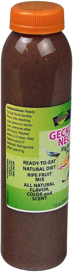 Nature Zone Gecko Food - Fig & Insect Nectar Puree, 12 oz, for Crested Geckos, Gargoyle Geckos, Day Geckos & Other Fruit Eating Geckos