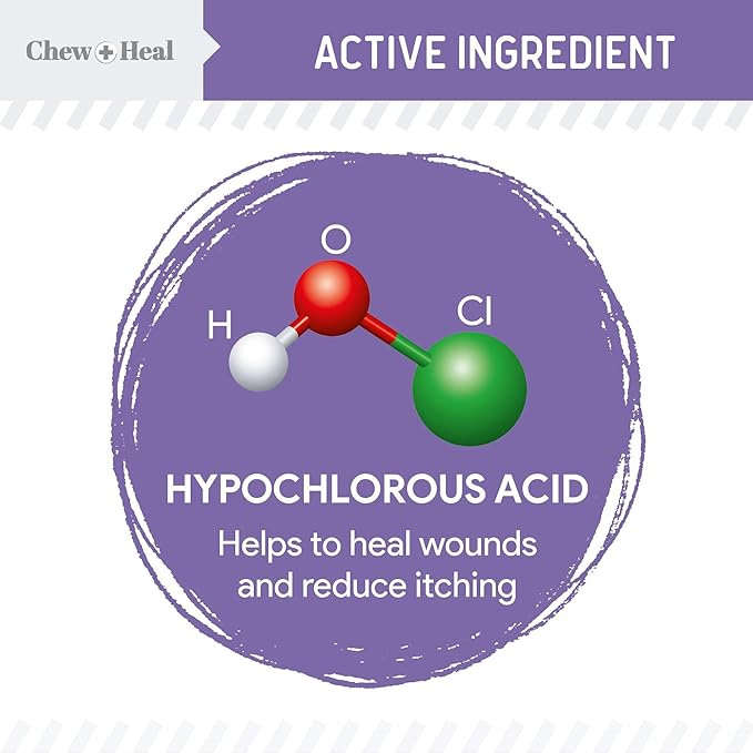 Chew + Heal Labs Hypochlorous Acid Lotion for Dogs – 4oz Dog Wound Spray for Cuts, Burns, Sores, Abrasions, and More – Non Toxic and Chemical Free Hot Spot Lotion – Made in the USA