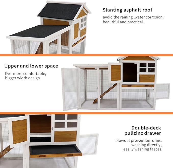 ZSQ Pet House, Wooden Rabbit Hutch Habitat Wood Hutch for Small Animals, Pet, Chickens, Rabbits