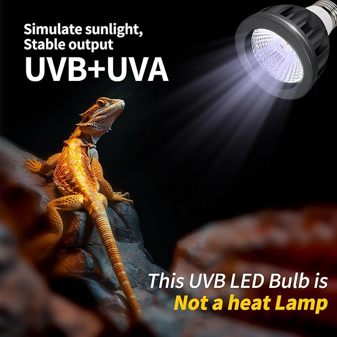 UVB Bulbs 8W 10.0,Reptile UVB Light LED Bulbs for Bearded Dragon,Turtle,Tortoise,Lizard,Gecko,Chameleon,Snake,Frog Tank