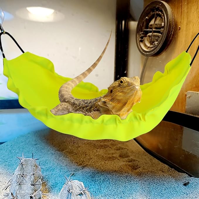 Reptile Hammock, Bearded Dragon Tank Accessories Lizard Hammock Reptile Lounger for Lizard Gecko Snakes Chameleon Lguana Reptiles (Yellow)