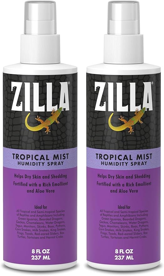Zilla Tropical Mist Humidity Spray, Ideal for All Tropical Reptiles and Amphibians, Fortified with Aloe Vera (Pack of 2)