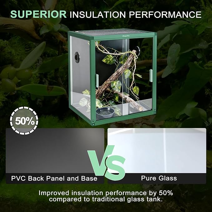 30 Gallon Reptile Terrarium, 18x18x24 inch PVC Reptile Tank, Lightweight Reptile Enclosure for Arboreal Gecko Lizard Snake Frog Chameleon