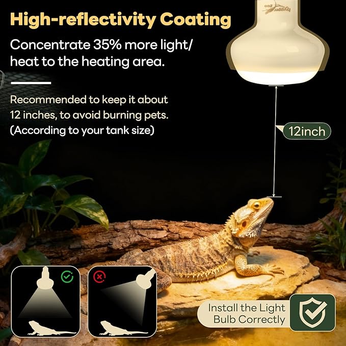 Reptile Heat Lamp, 2 Pack 150W Simulated Natural Sunlight Heat Lamp Bulbs Reptile Warm Light Lamp UVA Daylight Basking Light for Bearded Dragon Chameleon Turtle Snake Leopard Gecko Chicken, White