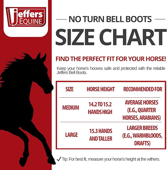 Jeffers Equine No Turn Bell Boots for Horses - Bloomin Toolin, Medium | Shock Absorbing Hoof Protection | Secure Double Hook & Loop Closure, Perfect for Travel, Turnout, Training, & Riding - 1 Pair