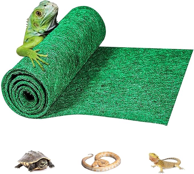Reptile Carpet Terrarium Liner Bedding Substrate Sand Mat for Cage Lizard Bearded Dragon Gecko Snake Tortoise 48" x 18" (Green)