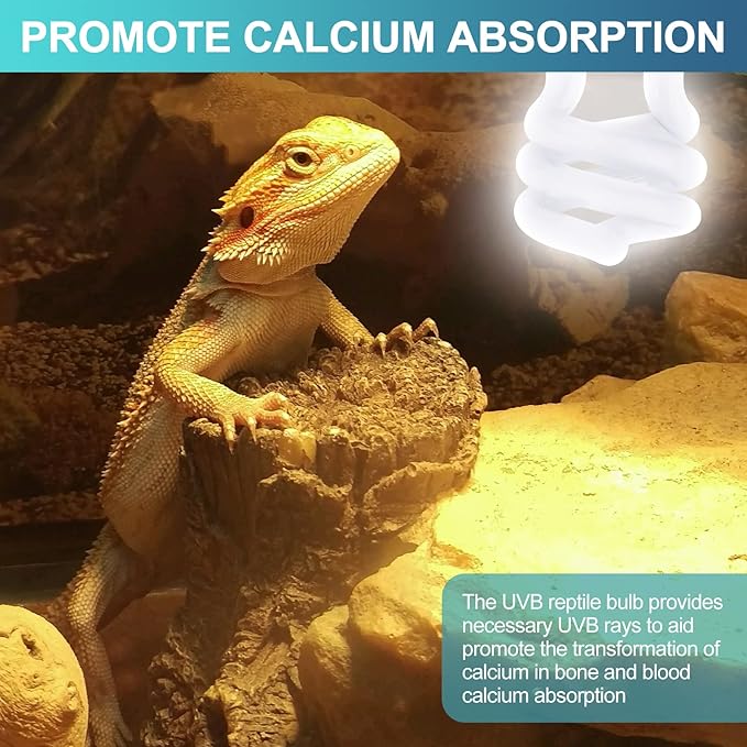 Reginary 4 Pcs Uvb Reptile Light 10.0 13 W, Reptile Uvb Bulb for Desert Tropical Sub Tropical Fluorescent Simulation Color Light for Turtle, Bearded Dragon, Lizard, Gecko