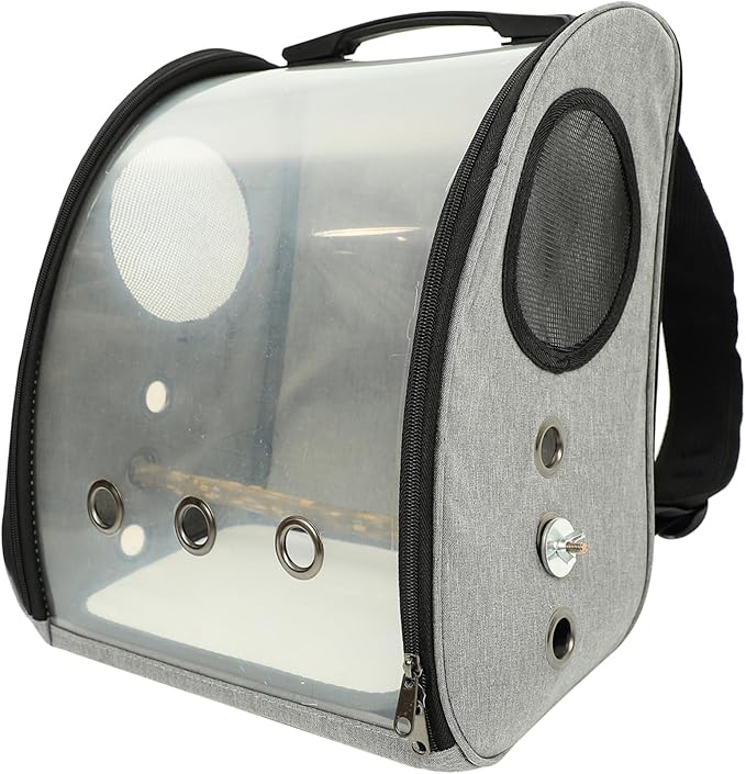 BESPORTBLE Portable Parrot Carrier Bag Comfortable Travel Backpack for Birds with Straps Wear-Resistant Design for Cockatiels Lovebirds and Birds Grey Color
