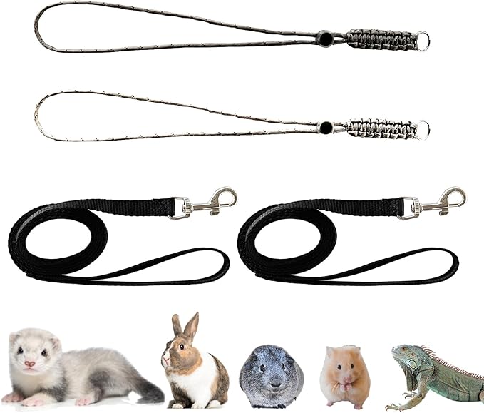 GOMICRAFT Handmade Figure 8 Harness and Leash for Rabbits/Bunnies/Ferrets/Bearded Dragons/Guinea Pigs/Rats/Chinchillas/Birds/Squirrels/Small Animals.Pack of 2