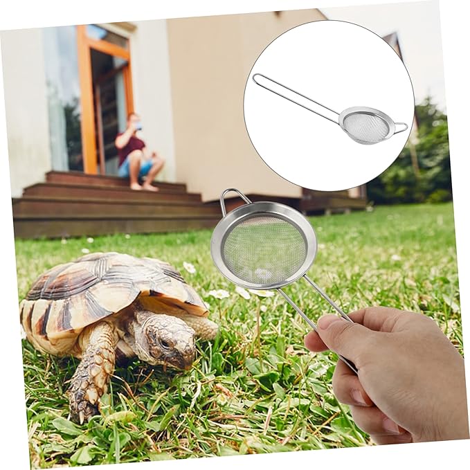 Toyvian 2pcs Stainless Steel Reptile Sand Scoop Shovel for Efficient Litter Cleaning for Tortoise Lizard Snake Substrate Comfortable Handle Durable Design Fine Mesh Filtering