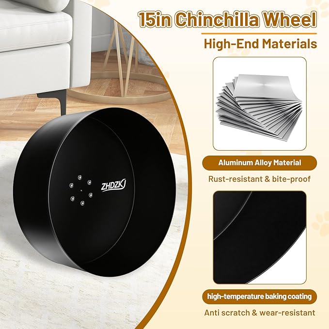 𝐔𝐩𝐠𝐫𝐚𝐝𝐞 15" Silent Chinchilla Running Wheel, Aluminum Alloy Exercise Wheel, Quiet Ball Bearing, Suitable for Chinchillas, Hamsters, Hedgehogs, Syrian Hamsters and Other Small Pets