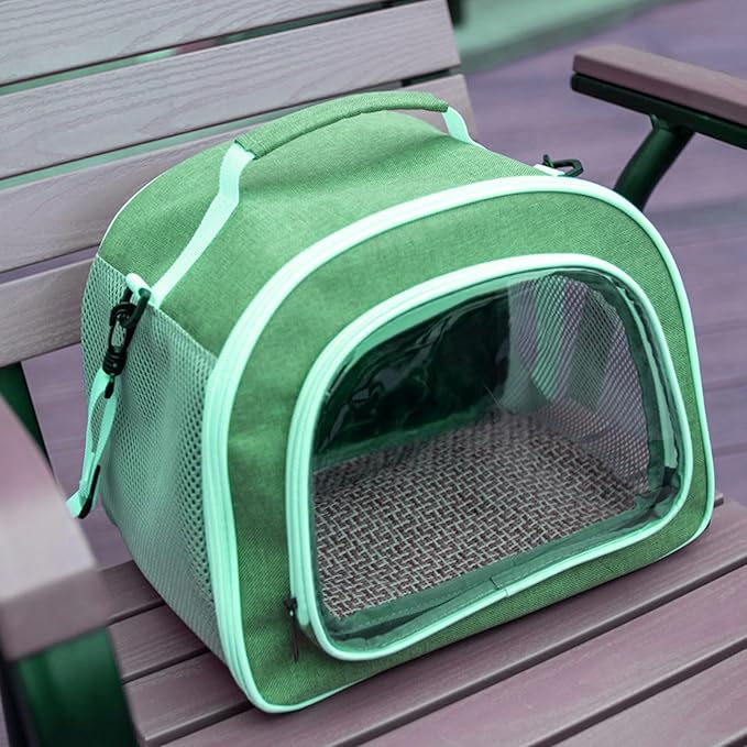 Clear Designed Pet Carrier Bag with Widening Handle& Mesh Window Foldable Bird Travel Out Bag Package Bag