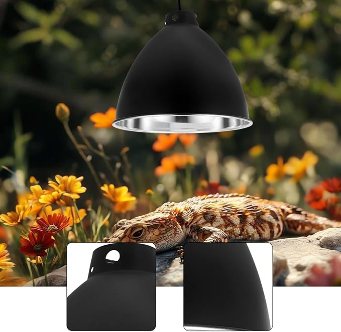 Reptile Dome Lamp Cover Light Fixture Part, Directly Replace Light Shade for Chameleon, Bearded Dragon, Lizard, Gecko Turtles, 8.5in Silver Lining