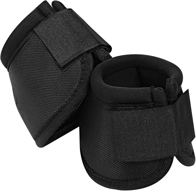 No Turn Bell Boots for Horses Ballistic Hoof Overreach Bell Boot Durable Shock Absorbing Hoof Protection (Black, Large)