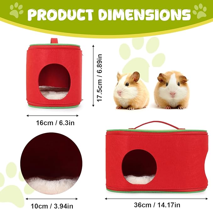 Christmas Guinea Pig Hideout, Large Cozy Bed, Warm Small Animal Cage House for Chinchilla, Hamster, Ferrets, Hedgehog, Rats and Other Small Pets