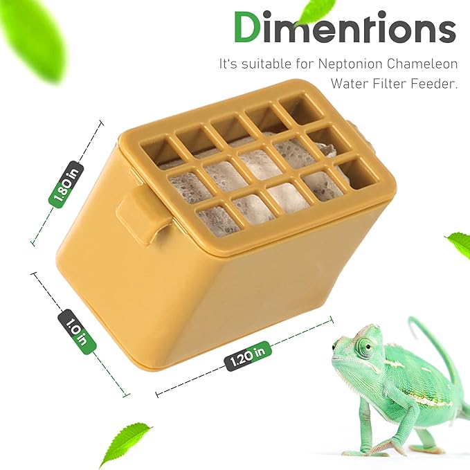 2-Pack Replacement Filters Reptile Water Feeder, Premium Filtration Boxes for 6 Months Fresh Water，Yellow
