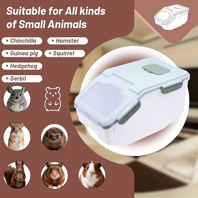 Extra Large Chinchilla Sand Bath Container Kit Plastic Dust Bath House Hamster Shower Room for Hedgehog Guinea Pig Squirrel Small Animals (Green)