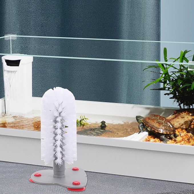 Toyvian Turtle Shell Cleaning Brush with Suction Cup Soft Bristle Turtle Scratcher for Aquarium Reptile Supplies and Shell Maintenance