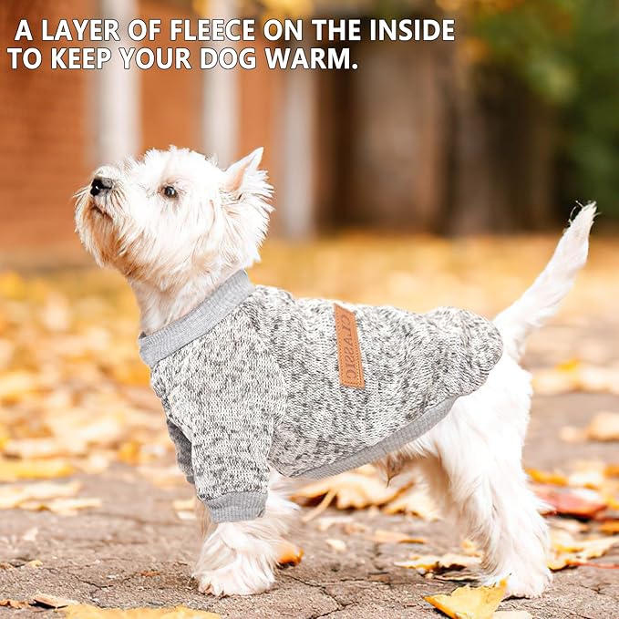2 Pieces Dog Sweaters for Small Dogs Fall Clothes Female Winter Fleece Sweaters Warm Thick Pet Outfit Coat Small Dog Sweater for Girl Boy Dogs, Yorkie, Chihuahua, Pug, Cat, Pug,S,Blue,Grey