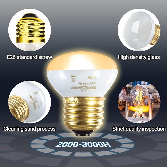 REPTI ZOO 25W Upgraded Nano Reptile Daylight Basking Spot Heat Lamp Bulb 2 Pack, UVA Full Spectrum Sun Light Daytime Heating Lamp for Reptile