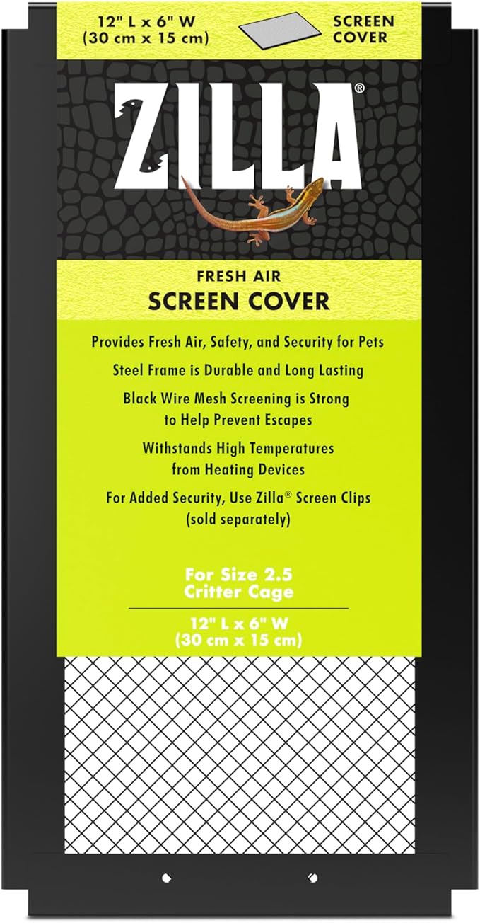Zilla Fresh Air Screen Cover, Secure and Durable Metal Mesh Cover for Reptile Terrariums, 12 x 6 Inches