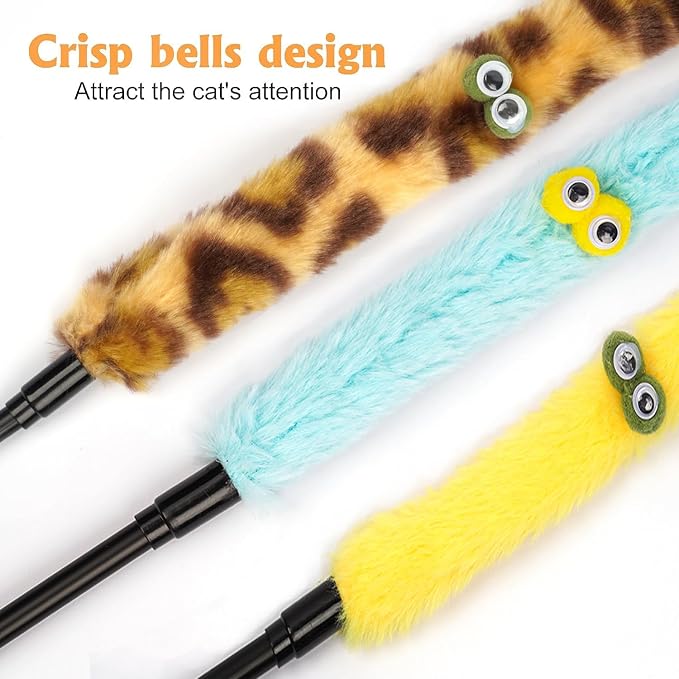Cat Toys for Indoor Toys,Rainbow Cat Wand Toys,Feather Flips Plush Ball Cat Toys,Interactive Feather Toy for Teaser Play and Chase Exercise with Kitten 6 Pack - Image 6