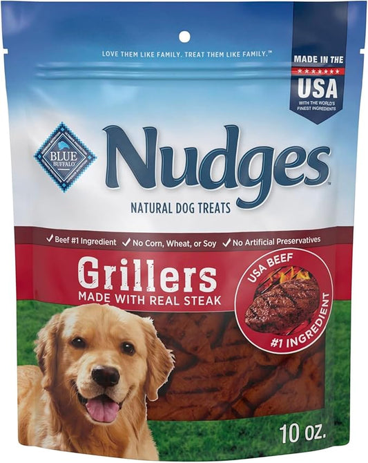 Blue Buffalo Nudges Grillers Natural Dog Treats, Steak, 10oz (Pack of 6)