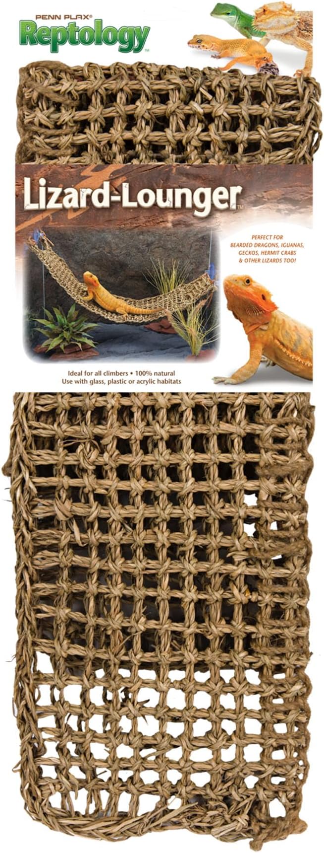 PENN-PLAX Reptology Lizard Lounger – 100% Natural Seagrass Fiber – Great for Bearded Dragons, Anoles, Geckos, and Other Reptiles – Extra Large