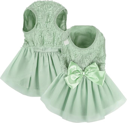 ASENKU Small Dog Dress Pet Wedding Dress Princess Lace Puppy Birthday Party Outfit Formal Apparel Girl for Only Small Medium Dogs Cats (XL, Green)