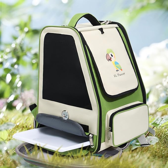 Comfortable Bird Transport Backpack for Outdoor Adventures Including Removable Tray and Feeding Cup Fashionable Bird Carrier