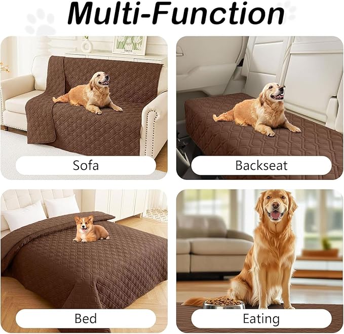 hyha Waterproof Dog Bed Blanket, Soft Pet Blankets, Waterproof Couch Cover for Dogs, Reversible Sofa Covers Washable for Furniture (40x80 Inch, Brown/Brown)