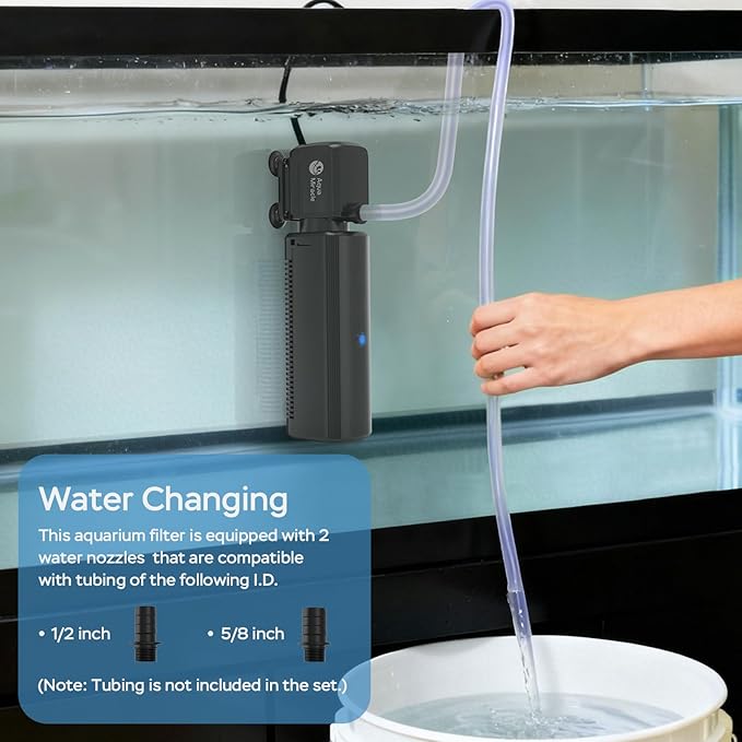 AquaMiracle Fish Tank Filter with Timer & Filter Sponge, 300GPH U - V Aquarium Filter with Aeration & Rainfall Modes, Effective Turtle Filter for Green Water Control (60-150 Gal Tank)