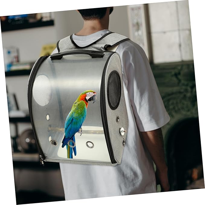 Bird Carrier Backpack for Travel Comfortable Transparent Parrot Carrying Bag with Strap Breathable Mesh Design for Easy Viewing and -Term Use with Perch