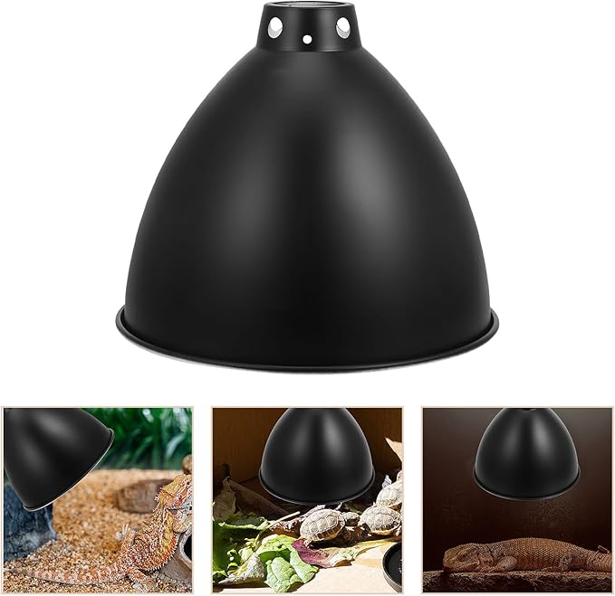 Hemoton Reptile Heat Lamp Reflector Dome, Iron Lampshade Cover 8.5-Inch Deep Reflective Bucket, Heat Retention for Reptile Enclosure Lighting Accessories