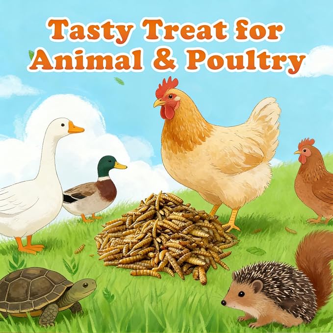 Amzey 11 LBS Dried Black Soldier Fly Larva - All Natural BSF Larvae - 85X More Calcium Than Mealworms - High Calcium Treats for Chickens, Birds, Reptiles, Hedgehog, Geckos, Turtles
