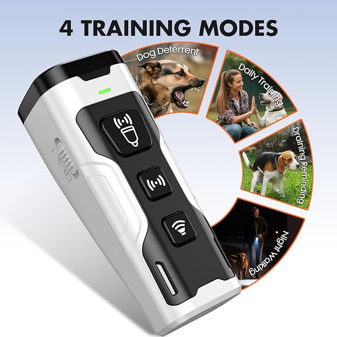 YUYQA Dog Bark Deterrent Device, 3X Ultrasonic Anti Barking, 6 Training Modes 23 FT Range Barks No More Indoors Outdoors Behavior Correct Safe & Humane Rechargeable Compact Bark Control for Dogs