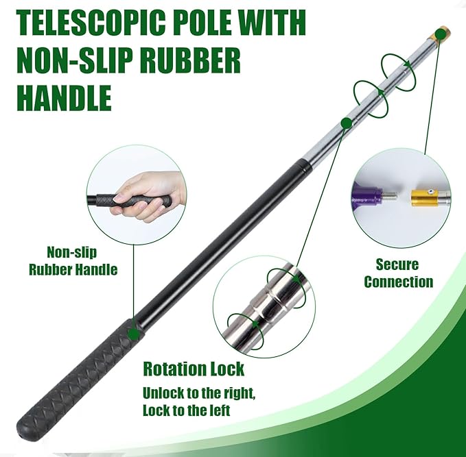 IC ICLOVER Snake Catcher Net, Snake Grabber Handling Tool, Snake Catching Net with Telescopic Pole, Adjustable Snake Capture Stick, Rattle Snake Catching and Transport Picker, Extended from 16" to 59"