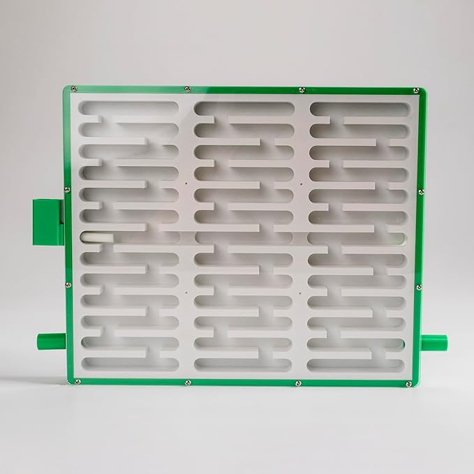 Educational Ant Farm Observation Nest, White and Green, Large Flat Terrarium with 4 Extension Ports, 2 Feeding Areas