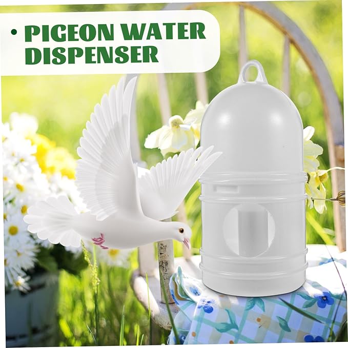 Pigeon Drinking Water Maker 2Pcs - Large Capacity Plastic Water Feeder for Birds Automatic Pigeon Waterer Dispenser for Cage White