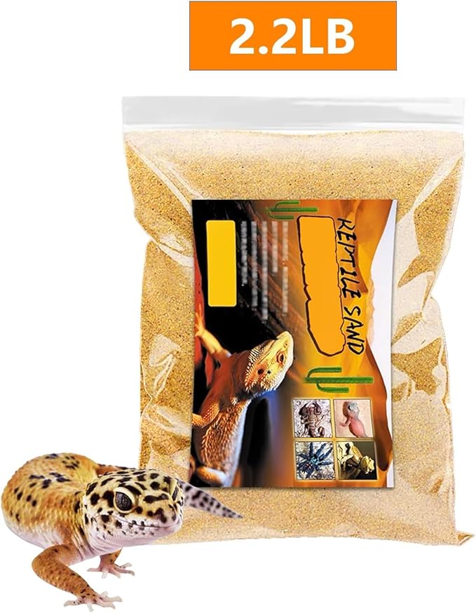 BNOSDM 2PCS Reptile Sand Bearded Dragons Substrate Sands Lizard Terrarium Bedding Desert Blend for Snakes Geckos Chameleon Tortoise Frogs Scorpion Invertebrates Amphibian 2.2lb (Yellow)