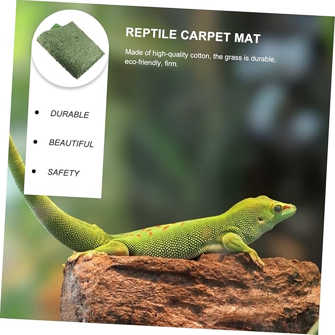 2pcs Reptile Carpet Substrate Liner Natural Simulation Moss Terrarium Mat for Turtles Snakes Lizards Comfortable Habitat Cushion for Reptiles Easy to Clean
