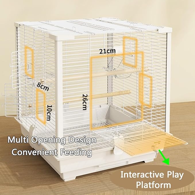 20inch Bird Carrier Travel Cage Cockatiel，Bird Aviary Indoor with Open Roof Outdoor Parrot Cage for Parakeet, Canaries, Budgies, Finch(Pink,7pcs)