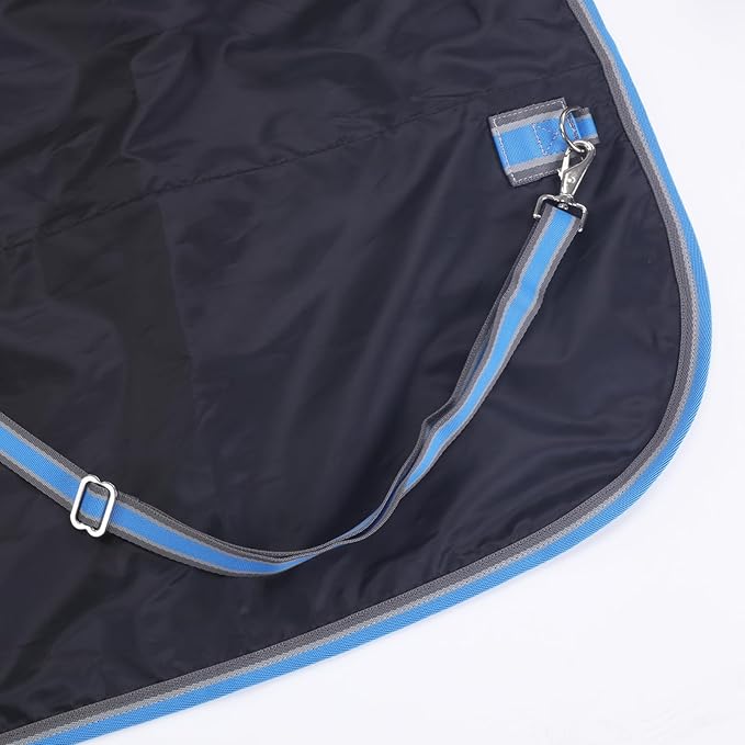 1200D Ripstop Waterproof Breathable Horse Blanket (0g No Fill), Lightweight Turnout Rain Sheet, Keeps Dry in Mud & Wet Weather Bluegrey 78"