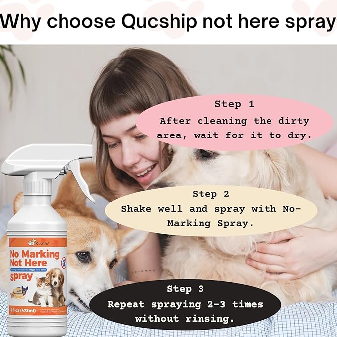 Qucship 16oz No Pee Spray for Dogs Inside, Stop Dog Urinating in House with No More Peeing, Indoor Dog No Marking Spray for Furniture & Carpet, Best Don't Pee Here Dogs Right