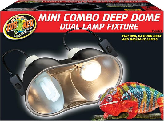 Zoo Med Combo Mini Deep Dome Clamp Lamp Fixture 2 x 5-1/2 Inch Deep Domes