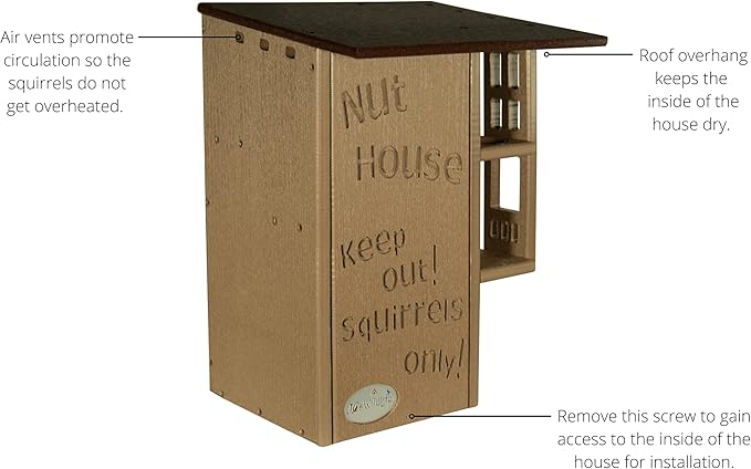 JCS Wildlife Brown & Tan Ultimate Squirrel House Nesting Box - A Perfect Playground and House for Your Squirrels - Squirrel Nesting Box - Made in the USA