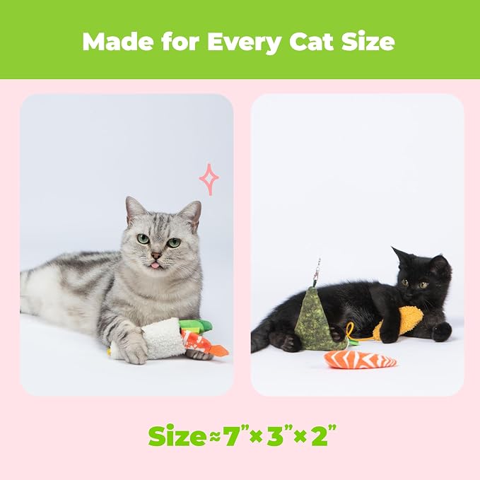 Best Pet Supplies Catify Interactive Cat Toy with Catnip - Sushi Rolls Set - Image 6
