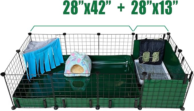 Guinea Pig Cage Liner, for 28"x13" Area Litter Box & Hay Feedder for Guinea Pig Rabbits Hamsters Hedgehogs Ferrets and Other Small Animals. Green