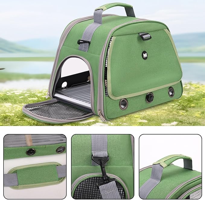 Bird Traval Carrier Cage, Bird Carrier with Seat Belt, Multifunctional Small Animal Backpack, Pet Transparent Breathable Carriers for Small Birds Parrots (Black)